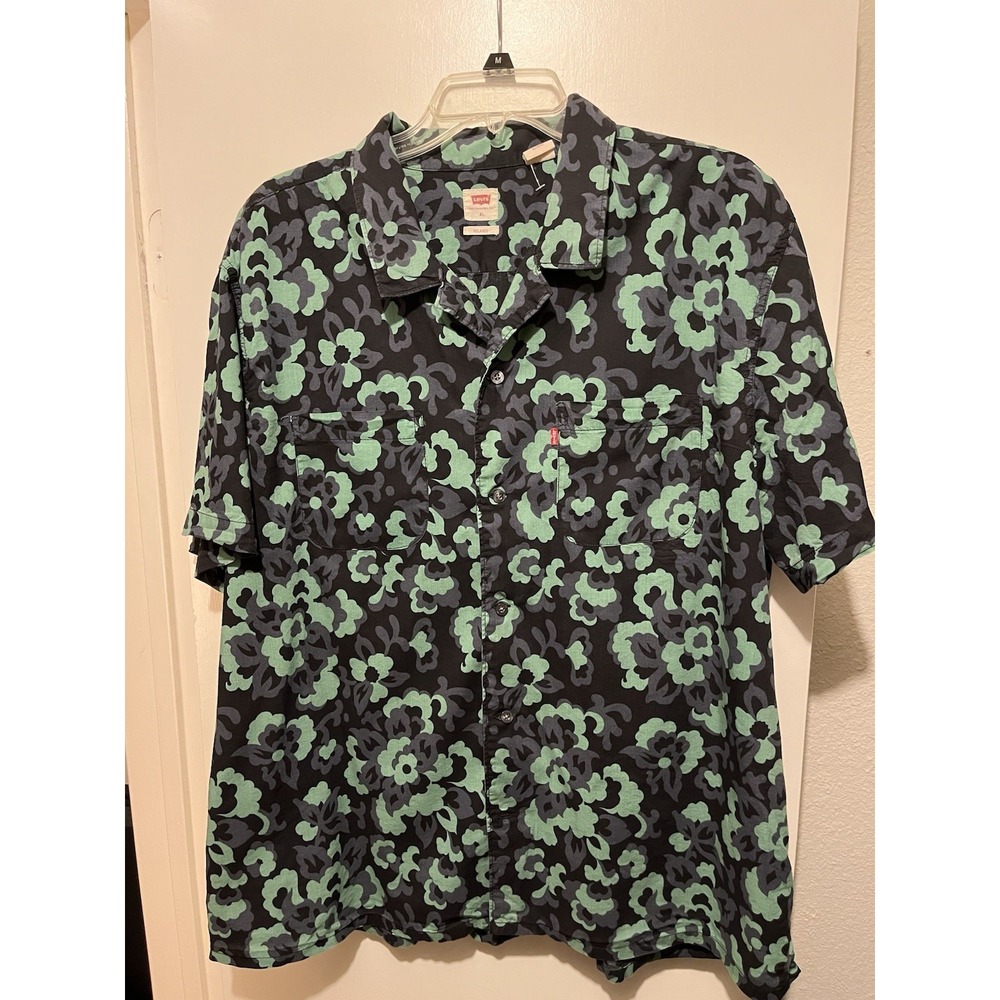 Men XL Levi's Hawaiian Shirt Floral Print Short Sleeve